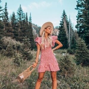 Goodnight Macaroon Red Checkered Kids Dress